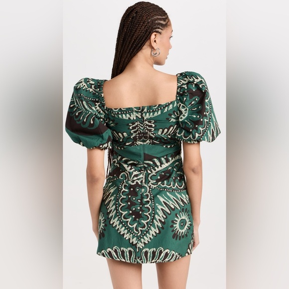 NWT - SEA Green Charlough Print Paisley Puff Sleeve Draped Dress - Size 4 - Picture 4 of 9